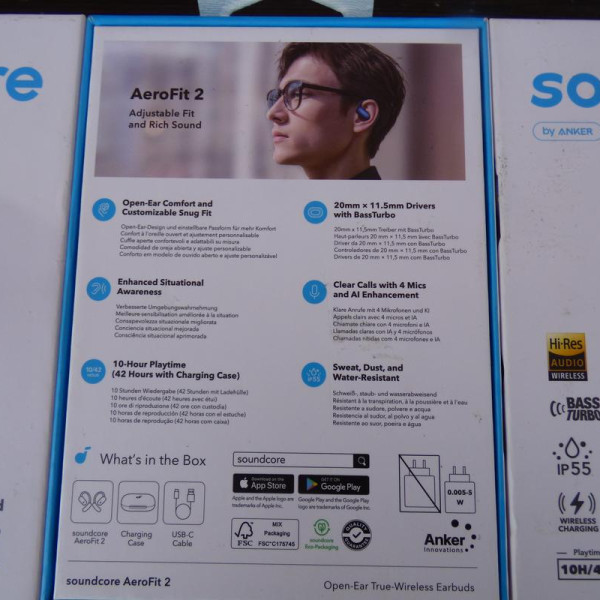 Бездротові навушники Anker SoundCore AeroFit 2 blue Бездротові навушники Anker SoundCore AeroFit 2 blue