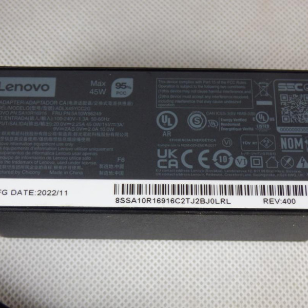 Блок живлення Lenovo 20v 2.25a 45w type c